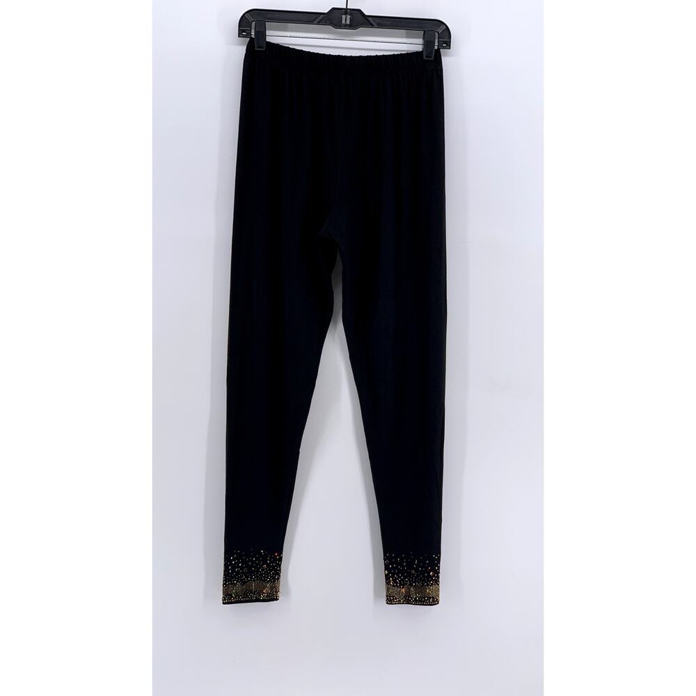 GARDY Women's Black-Gold Studded Hem Leggings SZ M